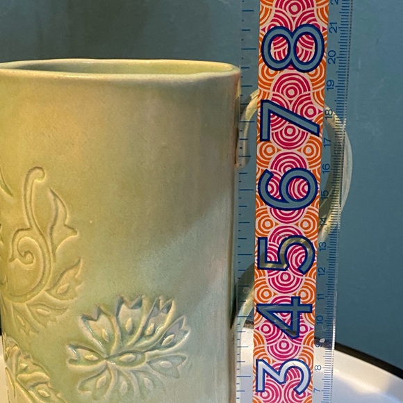 Studio Art Pottery Pitcher / Vase Impressed Floral motif/ applied handle signed - Picture 8 of 10